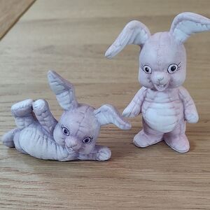 Vintage Style Pastel Purple Rabbit Figurines - Set of 2